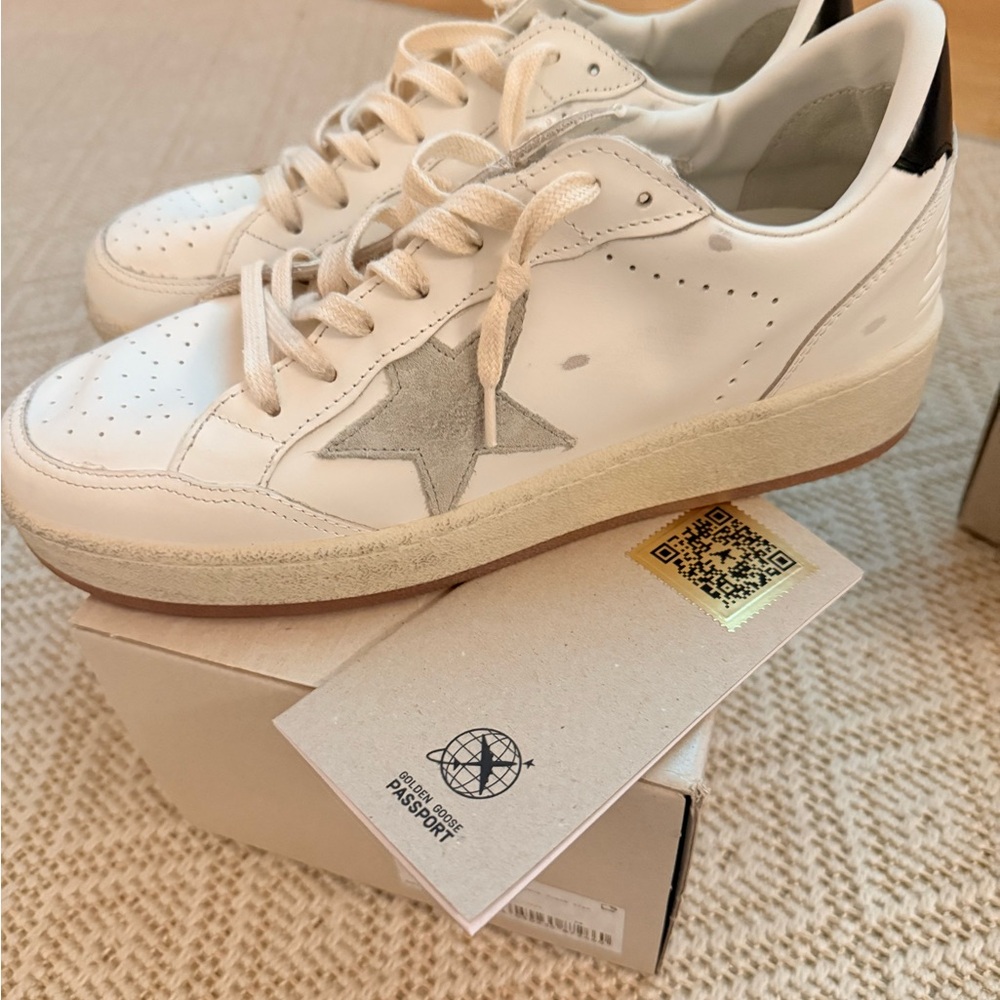 Golden Goose White and Black Sneakers with Suede Star